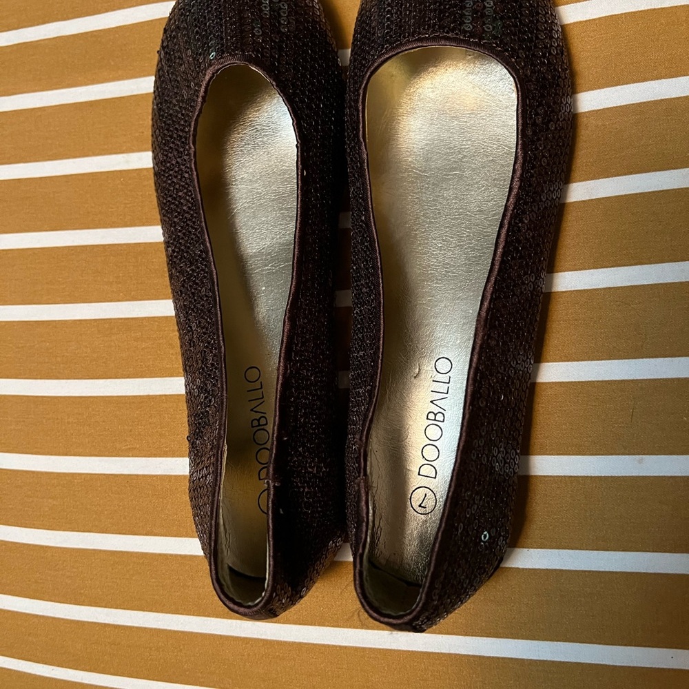 Women's Brown Sequin‎ Flats
